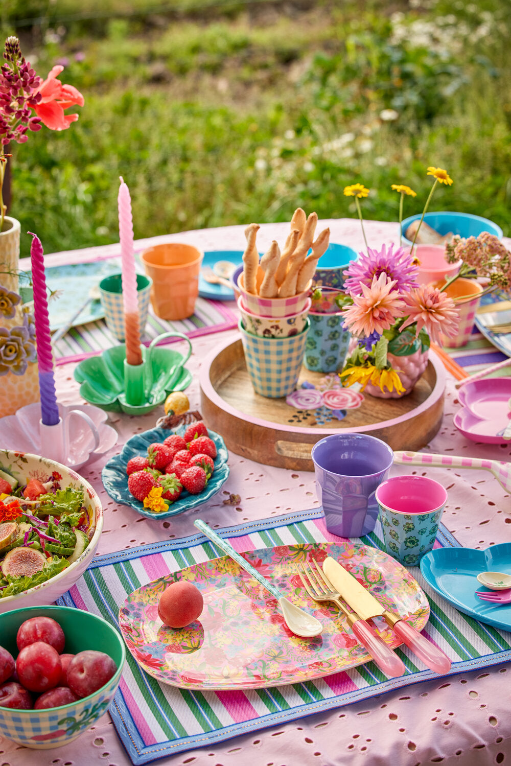 Recycled dækkeserviet - grøn/lilla